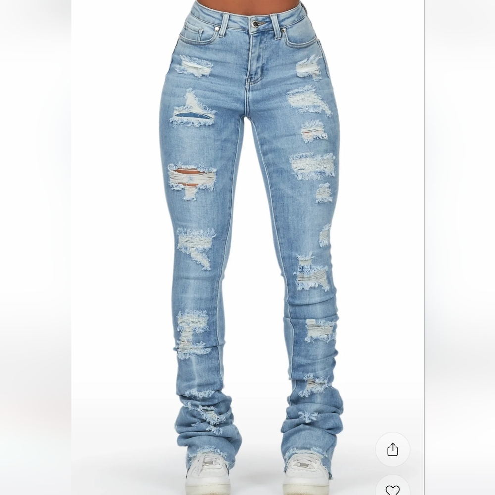 Distressed Light Blue Women's Jeans